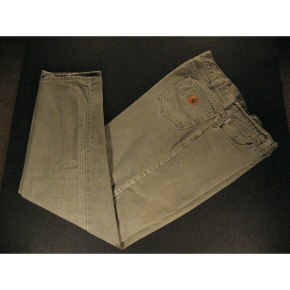 Carhartt Jeans Men's 41 x 34 MEASURED - Green Denim 'Stains Workwear - Picture 3 of 11